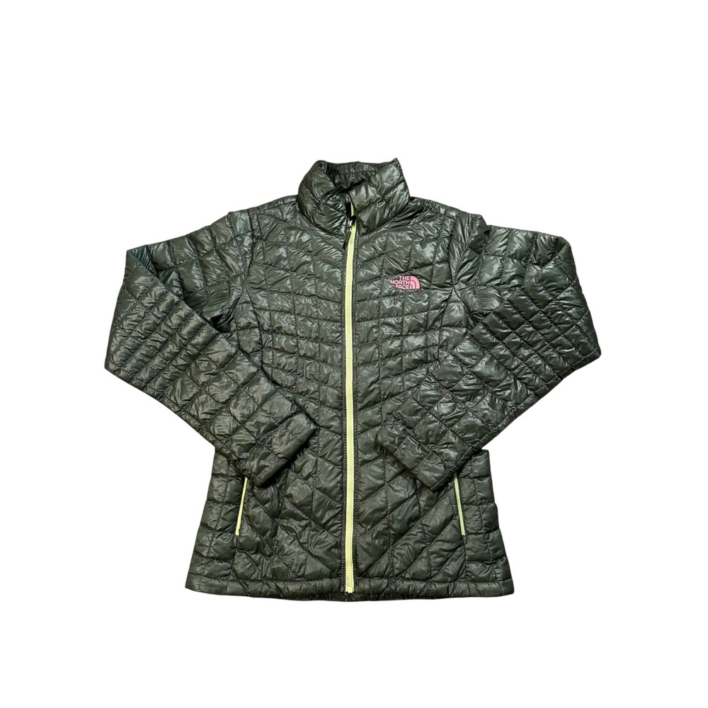 The North Face Womens Thermoball Quilted Puffer Jacket Green Pink XS